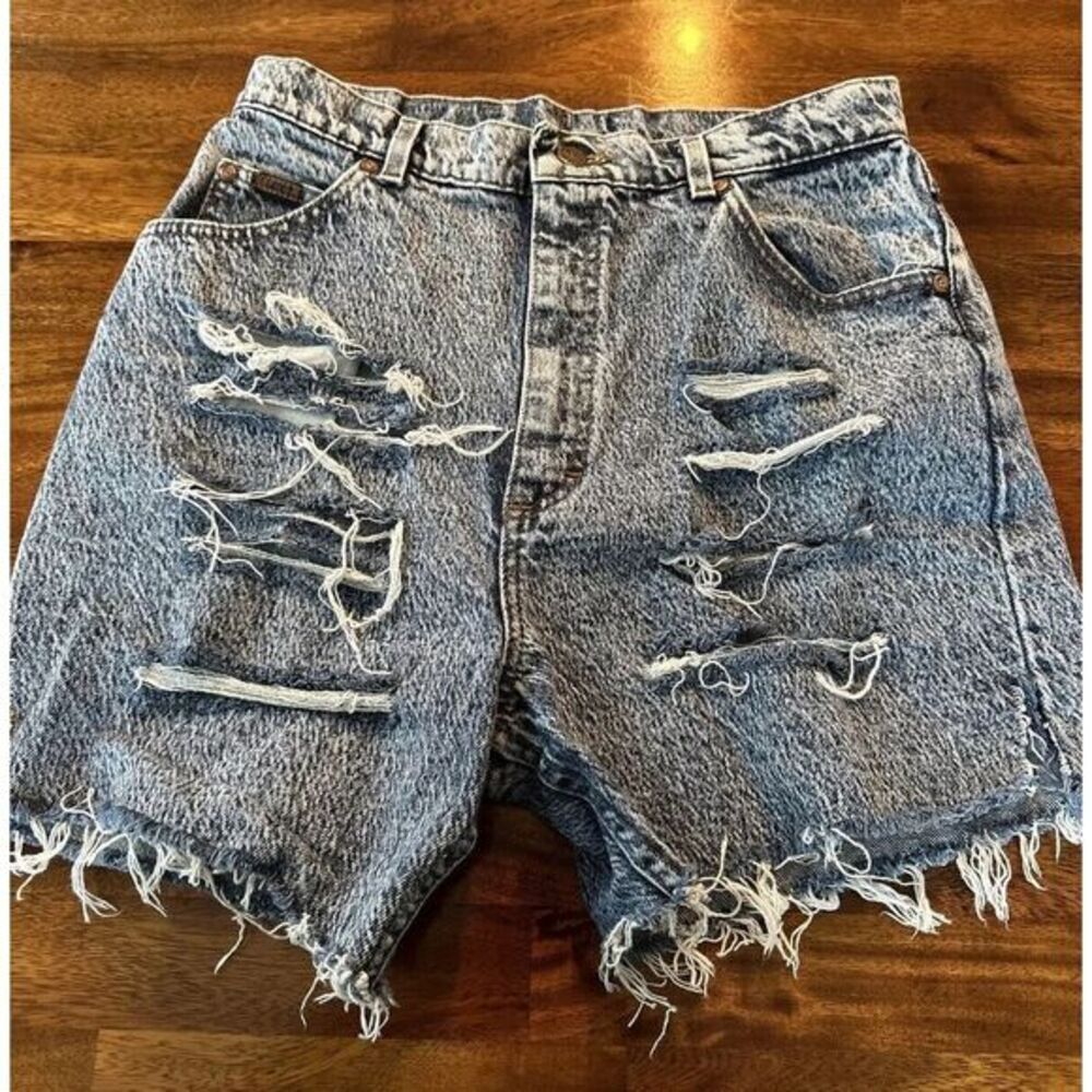 Vintage‎ Lee Riders High Waisted Cut Off Jean Shorts Womens Distressed Acid Wash
